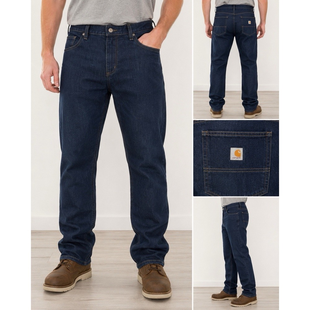 Carhartt Rugged Flex Straight Fit Jeans Mens 33x32 Dark Wash Stretch Denim Ranch - Picture 8 of 12
